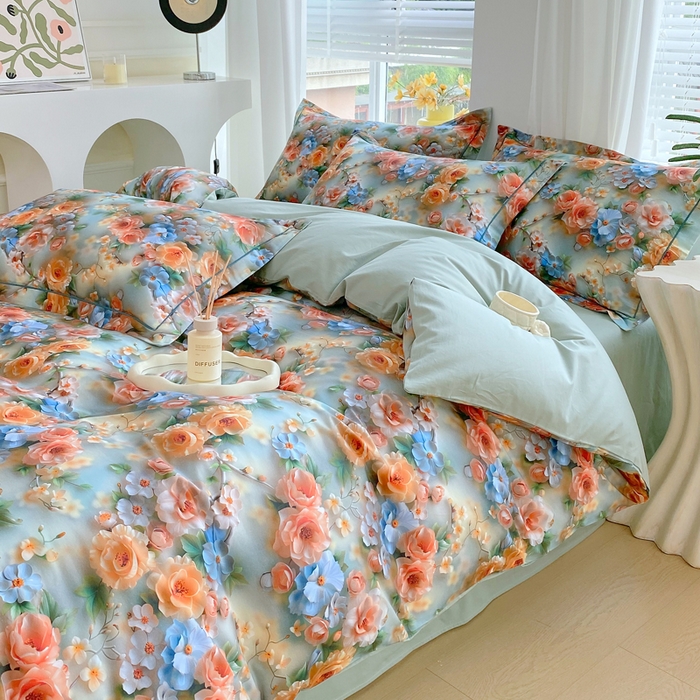 91家纺网 家纺一手货源 找家纺 星期三家纺 2025年7月新款铂金全棉纯棉13372四件套 梦薇