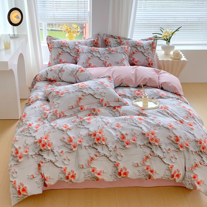 91家纺网 家纺一手货源 找家纺 星期三家纺 2025年7月新款铂金全棉纯棉13372四件套 卢浮梦