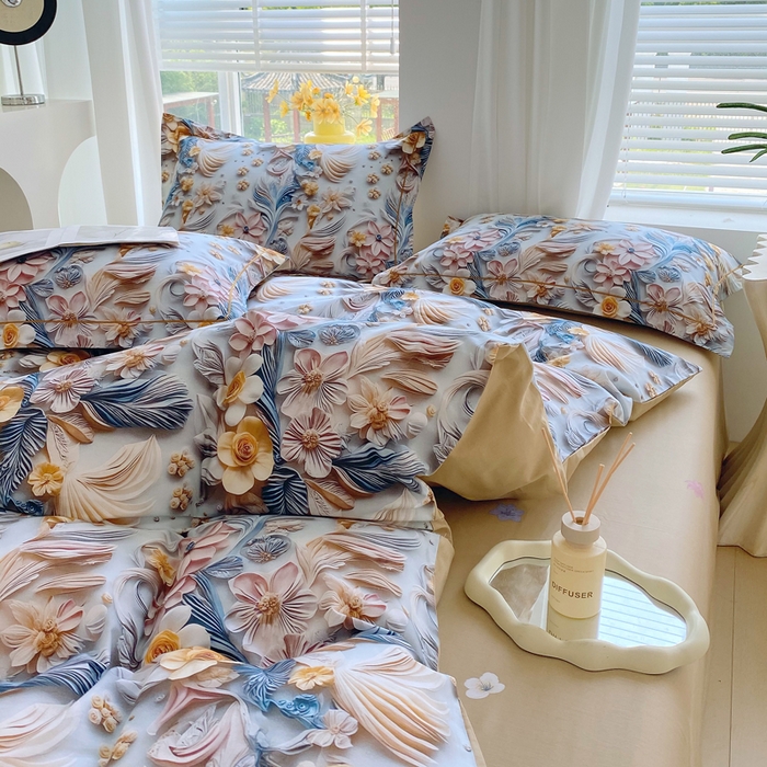 91家纺网 家纺一手货源 找家纺 星期三家纺 2025年7月新款铂金全棉纯棉13372四件套 爱丽丝