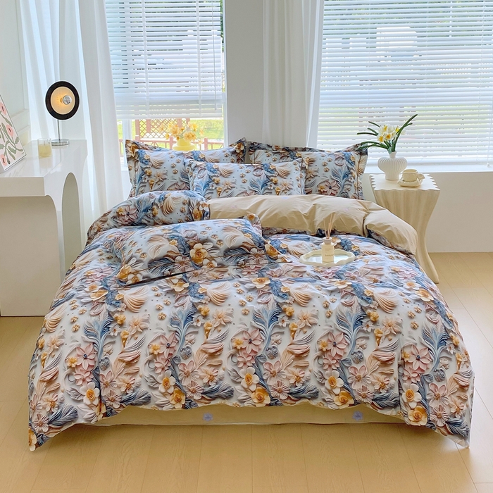 91家纺网 家纺一手货源 找家纺 星期三家纺 2025年7月新款铂金全棉纯棉13372四件套 爱丽丝