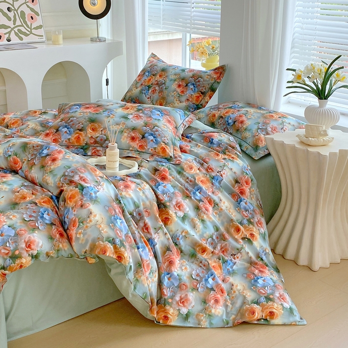 91家纺网 家纺一手货源 找家纺 星期三家纺 2025年7月新款铂金全棉纯棉13372四件套 梦薇