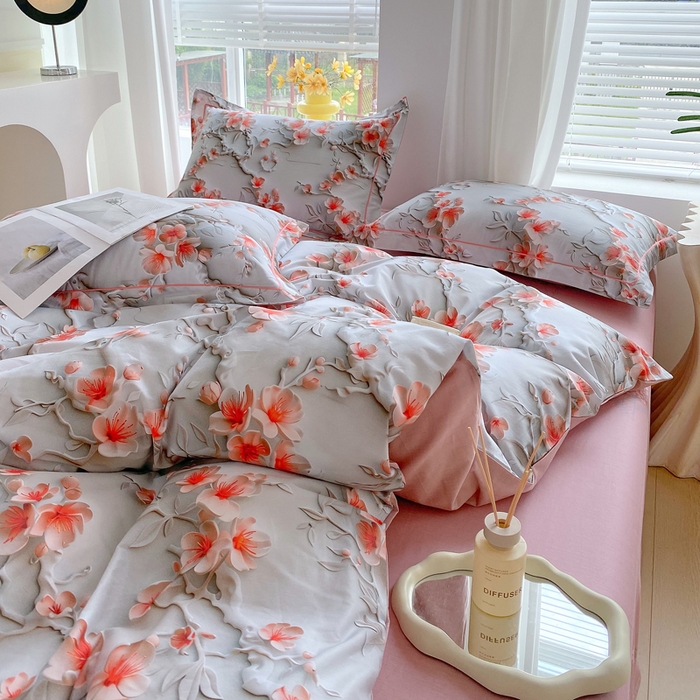 91家纺网 家纺一手货源 找家纺 星期三家纺 2025年7月新款铂金全棉纯棉13372四件套 卢浮梦