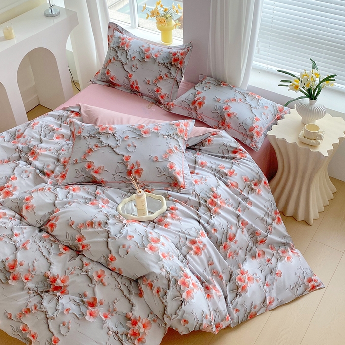 91家纺网 家纺一手货源 找家纺 星期三家纺 2025年7月新款铂金全棉纯棉13372四件套 卢浮梦