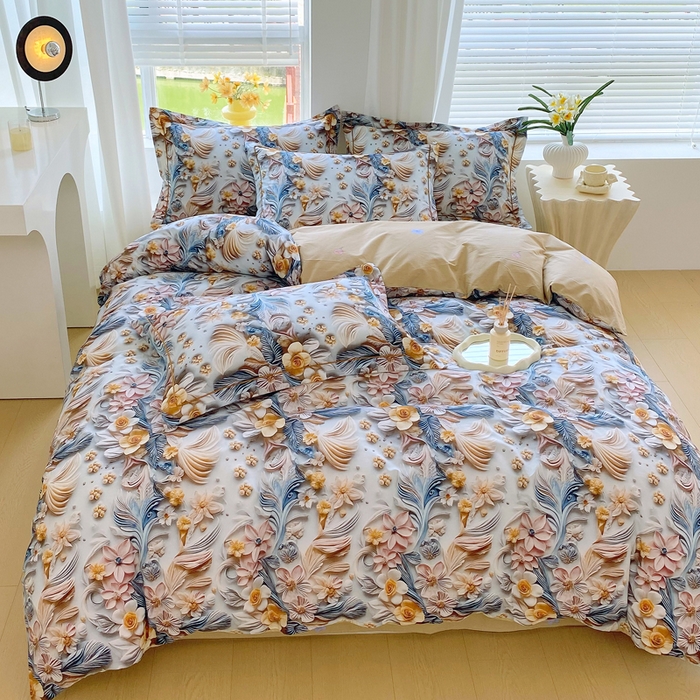 91家纺网 家纺一手货源 找家纺 星期三家纺 2025年7月新款铂金全棉纯棉13372四件套 爱丽丝