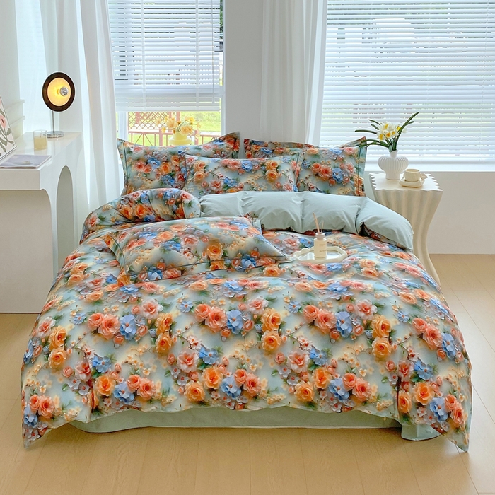 91家纺网 家纺一手货源 找家纺 星期三家纺 2025年7月新款铂金全棉纯棉13372四件套 梦薇