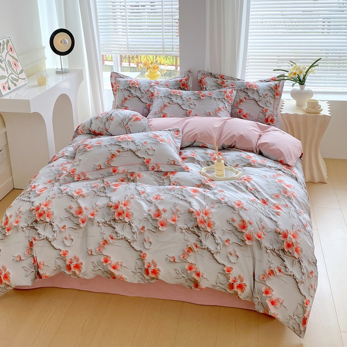 91家纺网 家纺一手货源 找家纺 星期三家纺 2025年7月新款铂金全棉纯棉13372四件套 卢浮梦