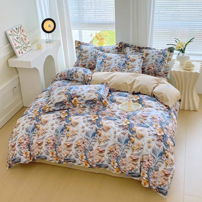 91家纺网 家纺一手货源 找家纺 星期三家纺 2025年7月新款铂金全棉纯棉13372四件套 爱丽丝