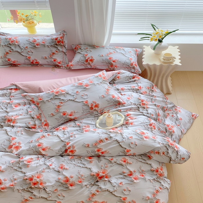 91家纺网 家纺一手货源 找家纺 星期三家纺 2025年7月新款铂金全棉纯棉13372四件套 卢浮梦