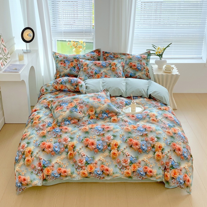 91家纺网 家纺一手货源 找家纺 星期三家纺 2025年7月新款铂金全棉纯棉13372四件套 梦薇