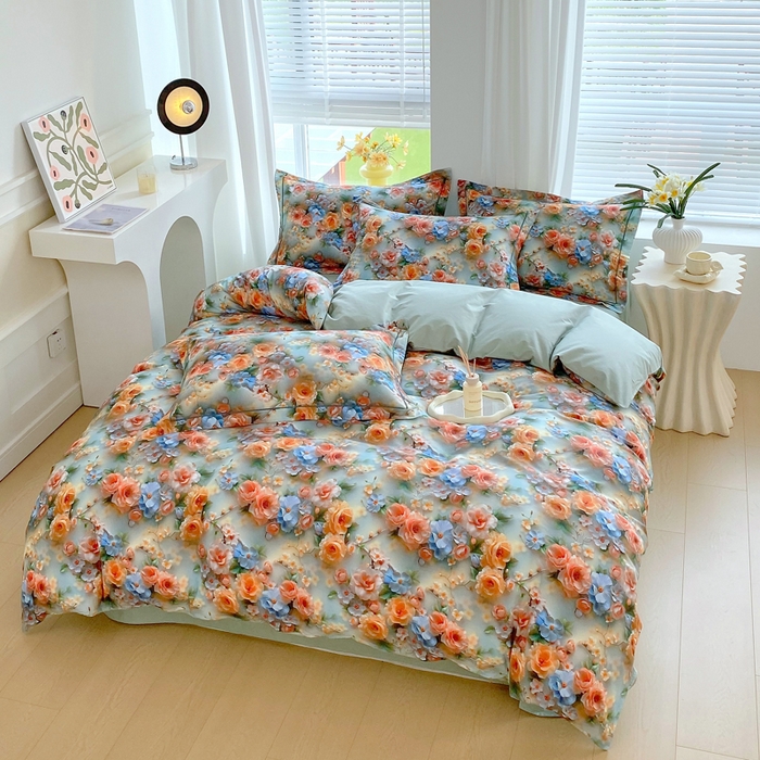 91家纺网 家纺一手货源 找家纺 星期三家纺 2025年7月新款铂金全棉纯棉13372四件套 梦薇