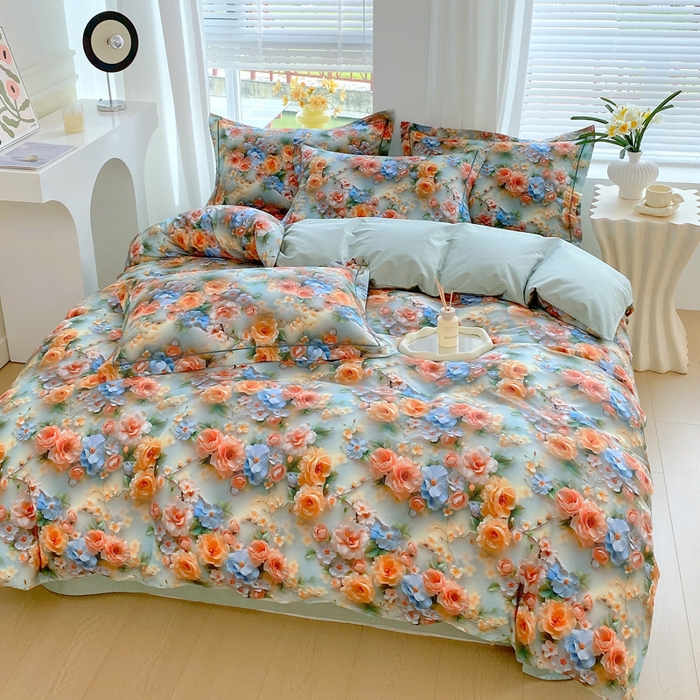 91家纺网 家纺一手货源 找家纺 星期三家纺 2025年7月新款铂金全棉纯棉13372四件套 梦薇