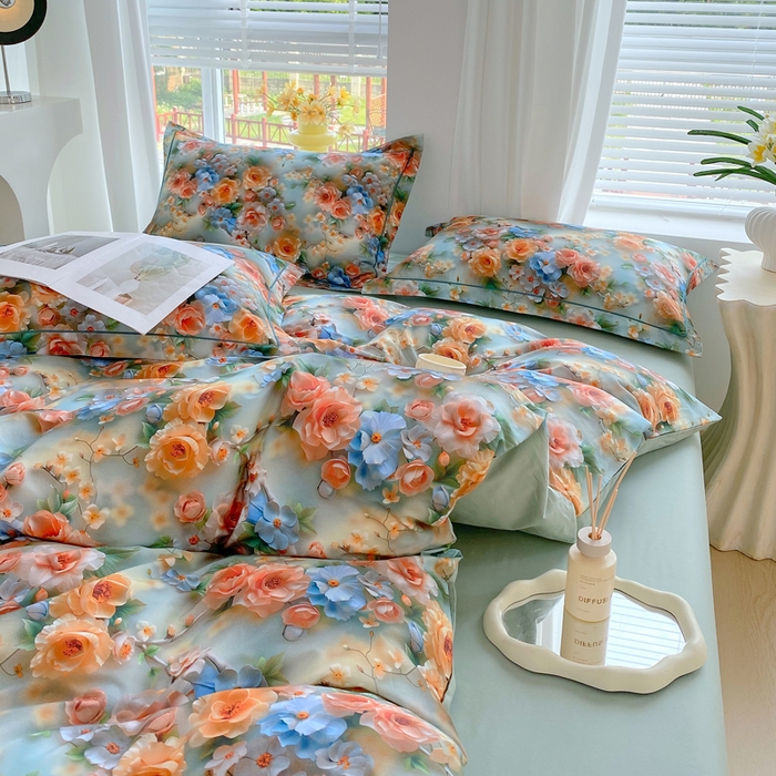 91家纺网 家纺一手货源 找家纺 星期三家纺 2025年7月新款铂金全棉纯棉13372四件套 梦薇