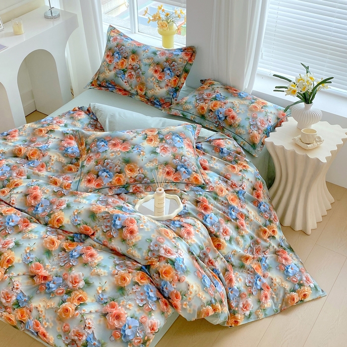 91家纺网 家纺一手货源 找家纺 星期三家纺 2025年7月新款铂金全棉纯棉13372四件套 梦薇