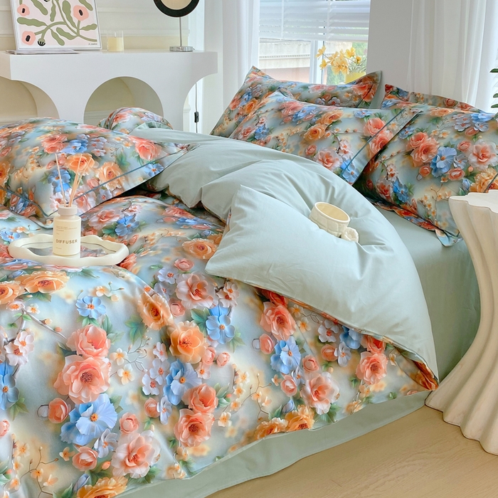 91家纺网 家纺一手货源 找家纺 星期三家纺 2025年7月新款铂金全棉纯棉13372四件套 梦薇