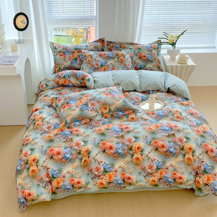 91家纺网 家纺一手货源 找家纺 星期三家纺 2025年7月新款铂金全棉纯棉13372四件套 梦薇