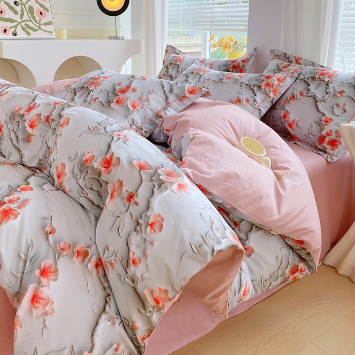 91家纺网 家纺一手货源 找家纺 星期三家纺 2025年7月新款铂金全棉纯棉13372四件套 卢浮梦