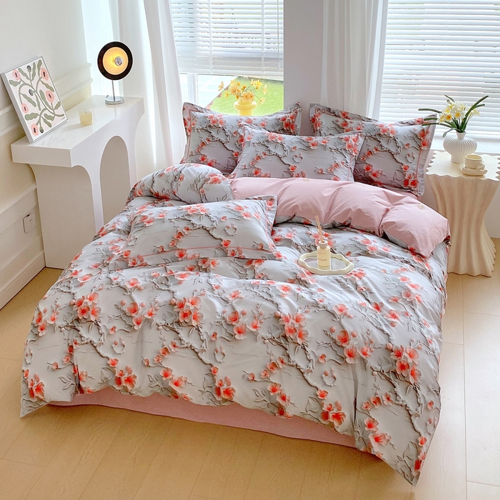 91家纺网 家纺一手货源 找家纺 星期三家纺 2025年7月新款铂金全棉纯棉13372四件套 卢浮梦