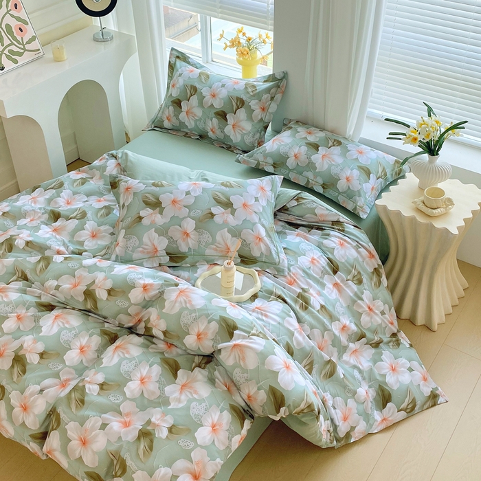 91家纺网 家纺一手货源 找家纺 星期三家纺 2025年7月新款铂金全棉纯棉13372四件套 栀夏