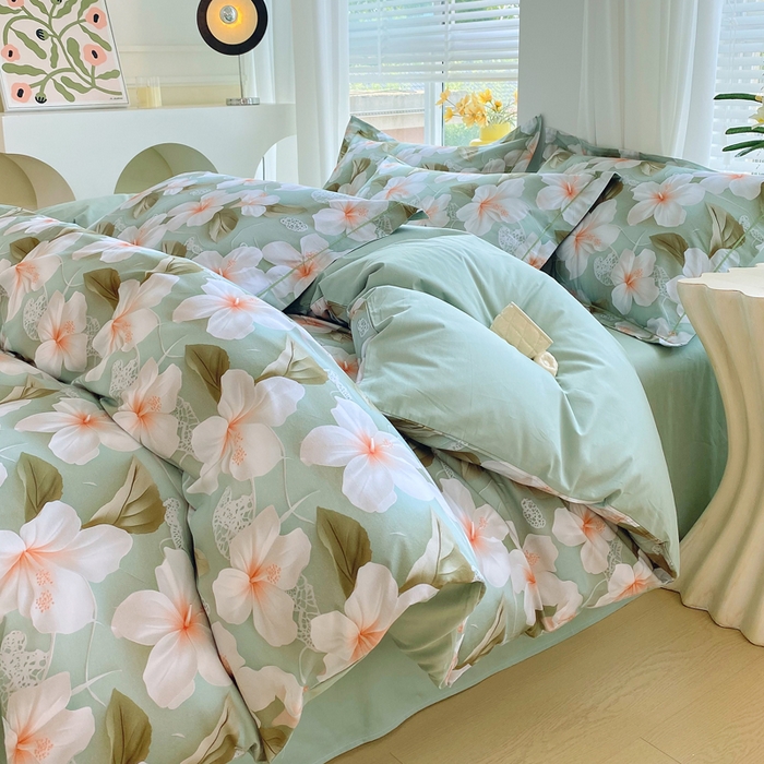 91家纺网 家纺一手货源 找家纺 星期三家纺 2025年7月新款铂金全棉纯棉13372四件套 栀夏