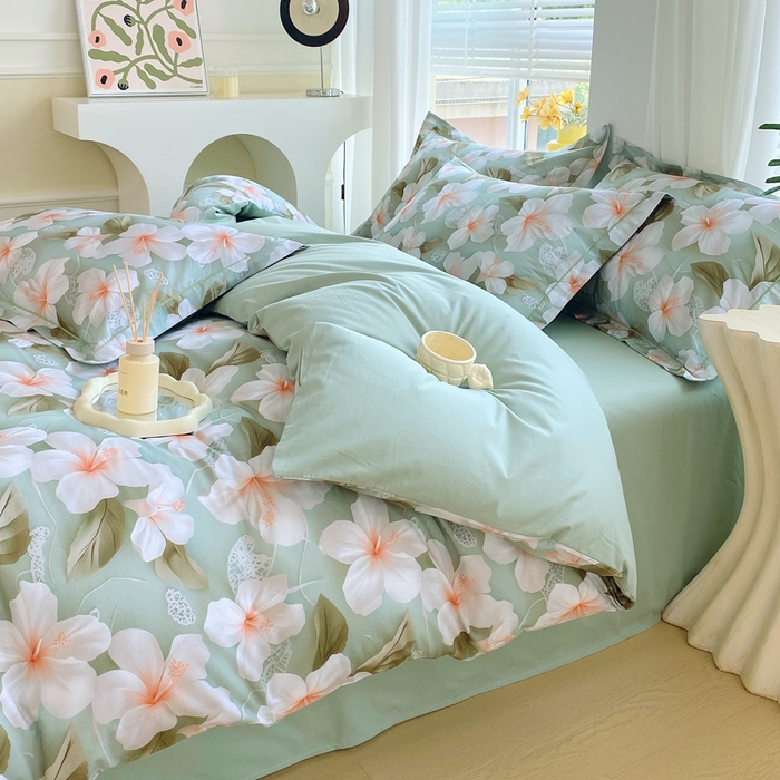 91家纺网 家纺一手货源 找家纺 星期三家纺 2025年7月新款铂金全棉纯棉13372四件套 栀夏