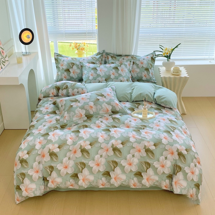 91家纺网 家纺一手货源 找家纺 星期三家纺 2025年7月新款铂金全棉纯棉13372四件套 栀夏