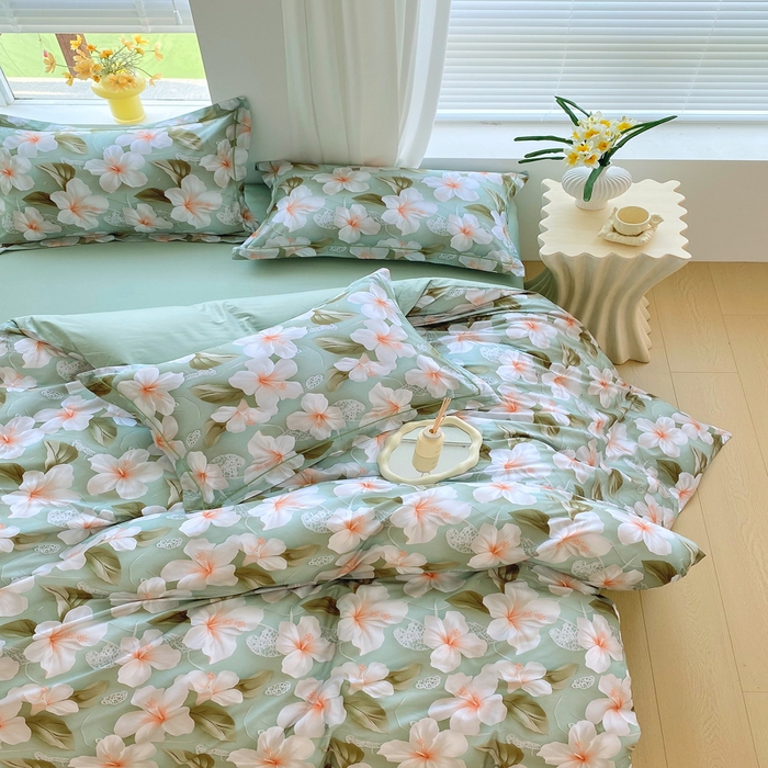 91家纺网 家纺一手货源 找家纺 星期三家纺 2025年7月新款铂金全棉纯棉13372四件套 栀夏