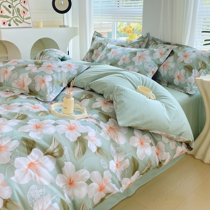 91家纺网 家纺一手货源 找家纺 星期三家纺 2025年7月新款铂金全棉纯棉13372四件套 栀夏