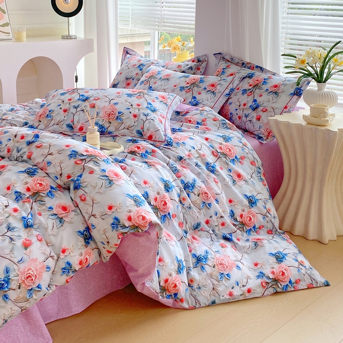 91家纺网 家纺一手货源 找家纺 星期三家纺 2025年7月新款铂金全棉纯棉13372四件套 花汀