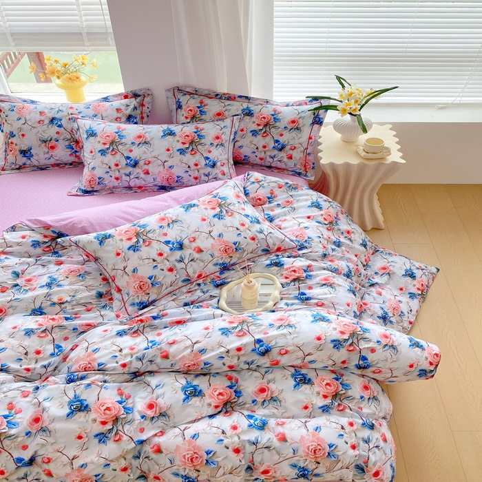 91家纺网 家纺一手货源 找家纺 星期三家纺 2025年7月新款铂金全棉纯棉13372四件套 花汀