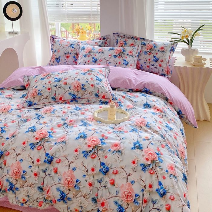 91家纺网 家纺一手货源 找家纺 星期三家纺 2025年7月新款铂金全棉纯棉13372四件套 花汀