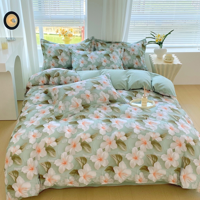 91家纺网 家纺一手货源 找家纺 星期三家纺 2025年7月新款铂金全棉纯棉13372四件套 栀夏