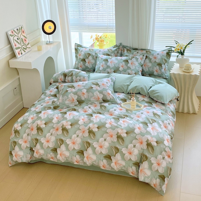 91家纺网 家纺一手货源 找家纺 星期三家纺 2025年7月新款铂金全棉纯棉13372四件套 栀夏