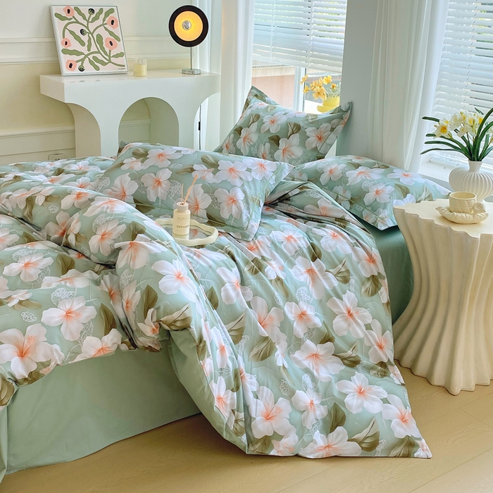 91家纺网 家纺一手货源 找家纺 星期三家纺 2025年7月新款铂金全棉纯棉13372四件套 栀夏