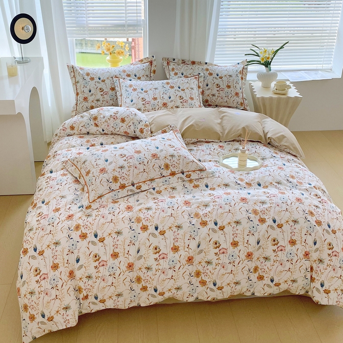 91家纺网 家纺一手货源 找家纺 星期三家纺 2025年7月新款铂金全棉纯棉13372四件套 胭脂