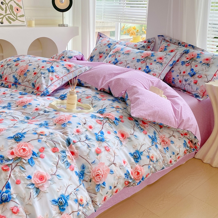 91家纺网 家纺一手货源 找家纺 星期三家纺 2025年7月新款铂金全棉纯棉13372四件套 花汀