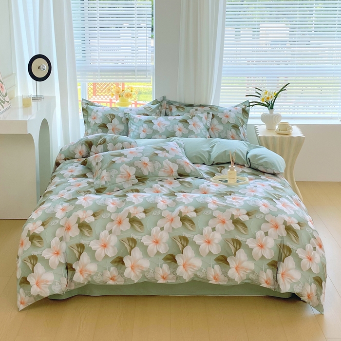 91家纺网 家纺一手货源 找家纺 星期三家纺 2025年7月新款铂金全棉纯棉13372四件套 栀夏