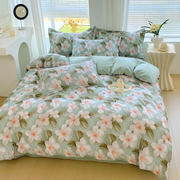 91家纺网 家纺一手货源 找家纺 星期三家纺 2025年7月新款铂金全棉纯棉13372四件套 栀夏