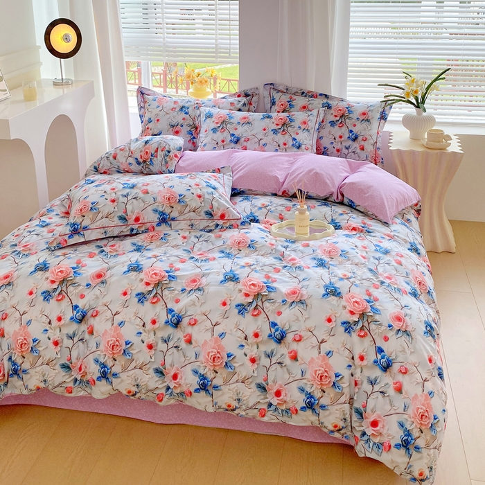 91家纺网 家纺一手货源 找家纺 星期三家纺 2025年7月新款铂金全棉纯棉13372四件套 花汀