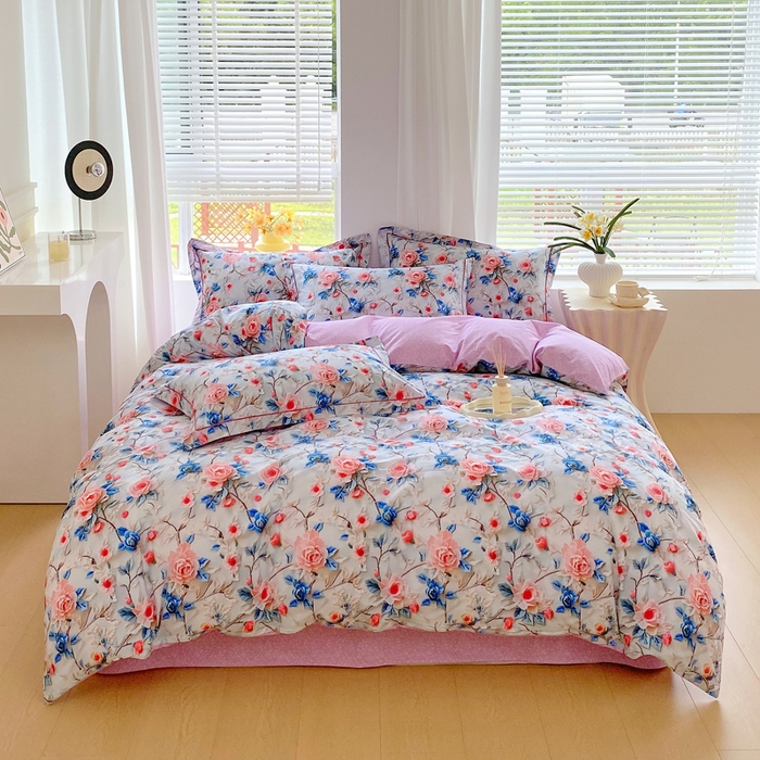 91家纺网 家纺一手货源 找家纺 星期三家纺 2025年7月新款铂金全棉纯棉13372四件套 花汀