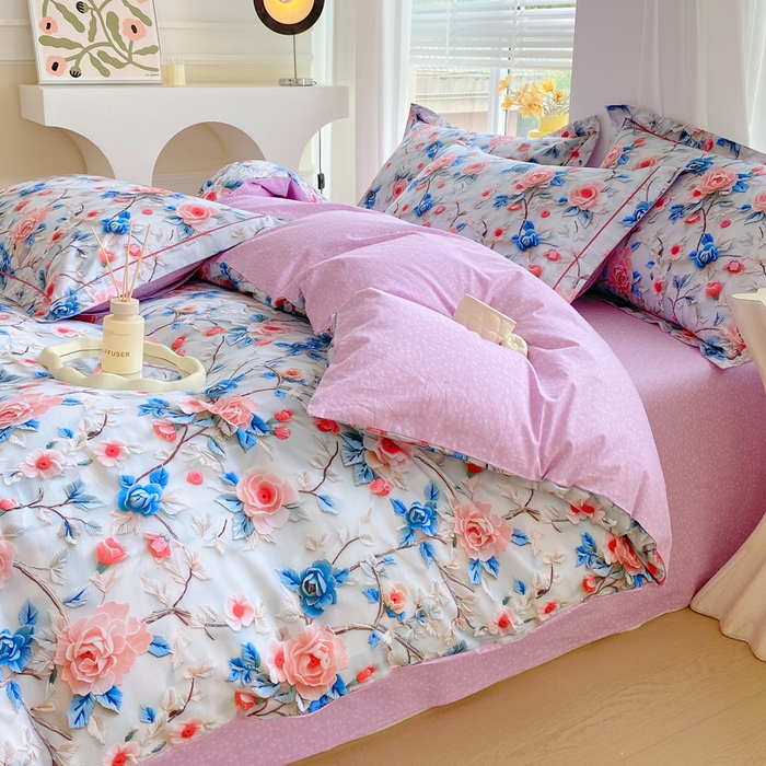 91家纺网 家纺一手货源 找家纺 星期三家纺 2025年7月新款铂金全棉纯棉13372四件套 花汀