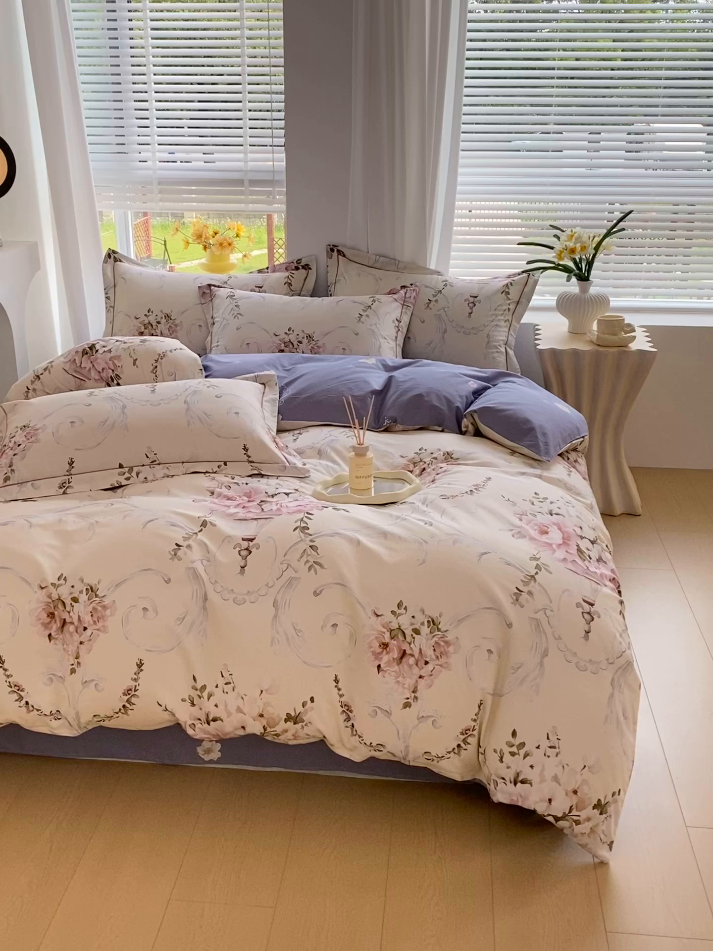 91家纺网 家纺一手货源 找家纺 星期三家纺 2025年7月新款铂金全棉纯棉13372四件套 敦煌飞花