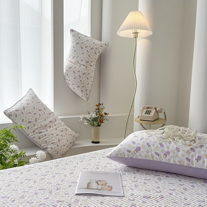 91家纺网 家纺一手货源 找家纺 （总）橘夏家纺 2025春夏新款莱赛尔天丝棉床盖单床盖床盖单件--稀疏小花