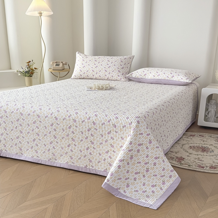 91家纺网 家纺一手货源 找家纺 （总）橘夏家纺 2025春夏新款莱赛尔天丝棉床盖单床盖床盖单件--稀疏小花