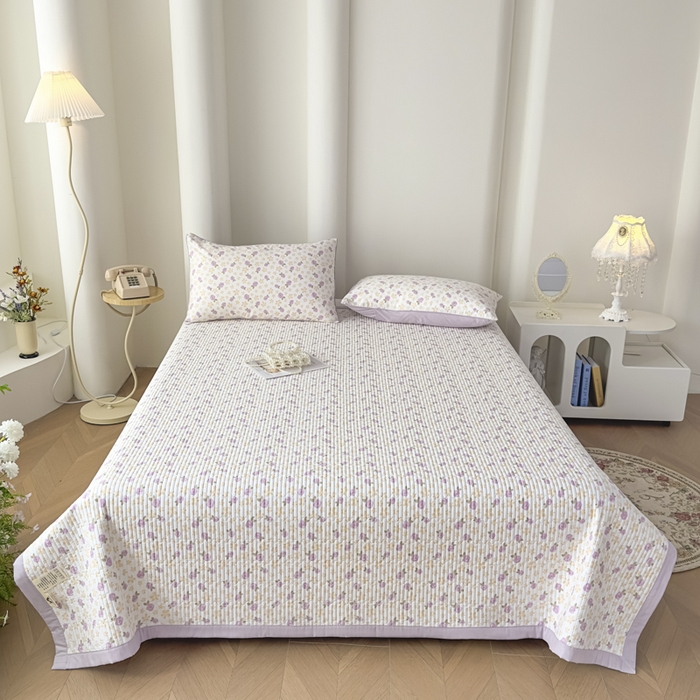 91家纺网 家纺一手货源 找家纺 （总）橘夏家纺 2025春夏新款莱赛尔天丝棉床盖单床盖床盖单件--稀疏小花