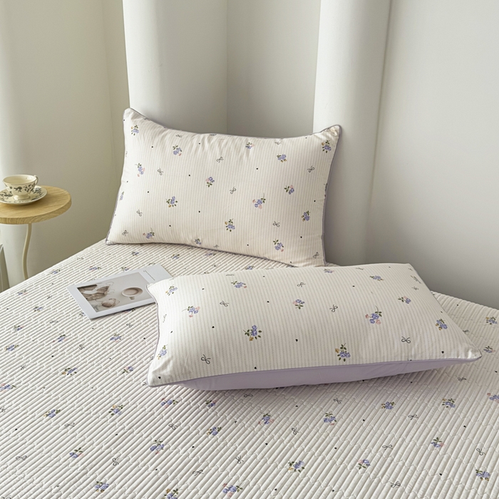 91家纺网 家纺一手货源 找家纺 橘夏家纺 2025春夏新款莱赛尔天丝棉床盖单床盖床盖单件--稀疏小花 清新小玫瑰-薰衣紫