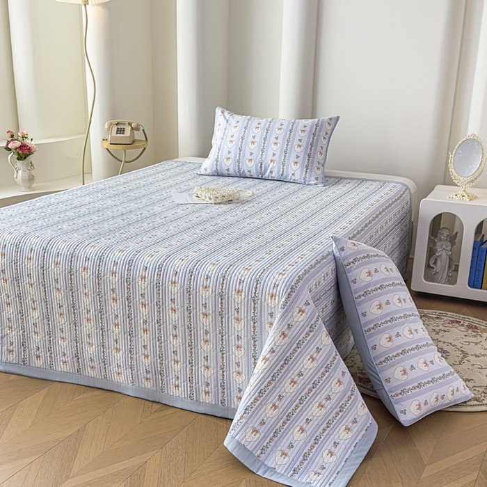 91家纺网 家纺一手货源 找家纺 （总）橘夏家纺 2025新款A类莱赛尔天丝棉印花床盖-自由几何