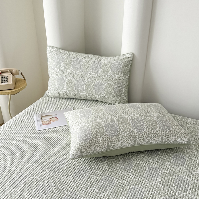 91家纺网 家纺一手货源 找家纺 恒尚居 2025新款A类莱赛尔天丝棉印花单枕套-自然丛林 铃兰花园-绿意