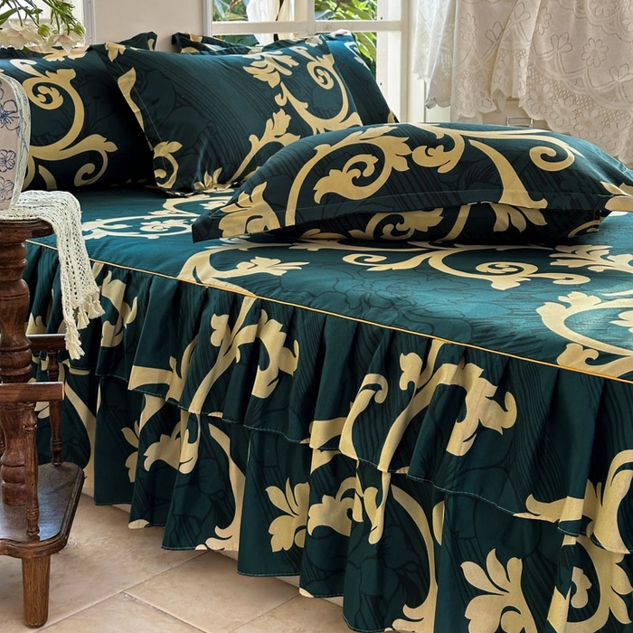 91家纺网 家纺一手货源 找家纺 （总）雨田家纺 2025新款亲肤印花床裙三件套系列