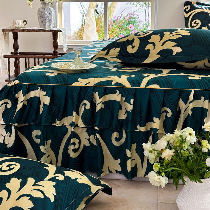 91家纺网 家纺一手货源 找家纺 （总）雨田家纺 2025新款亲肤印花床裙三件套系列