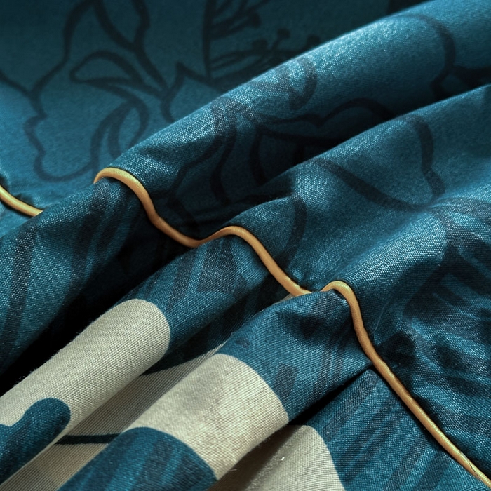 91家纺网 家纺一手货源 找家纺 雨田家纺 2025新款亲肤印花床裙三件套系列 富贵绿